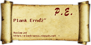 Plank Ernő névjegykártya